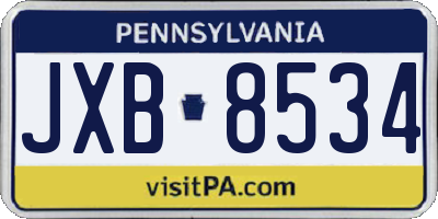 PA license plate JXB8534