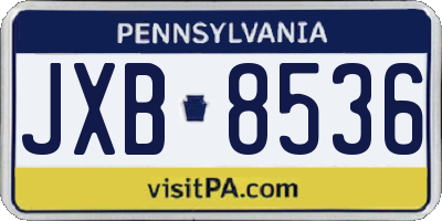 PA license plate JXB8536