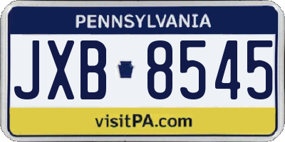 PA license plate JXB8545