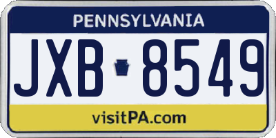 PA license plate JXB8549