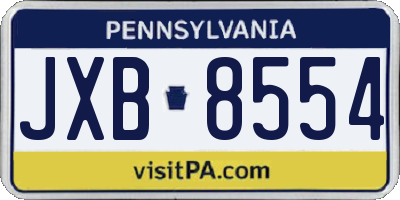 PA license plate JXB8554