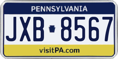 PA license plate JXB8567