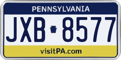PA license plate JXB8577