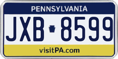 PA license plate JXB8599