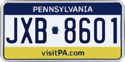PA license plate JXB8601