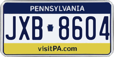 PA license plate JXB8604