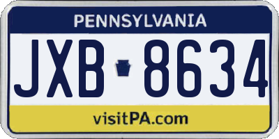 PA license plate JXB8634