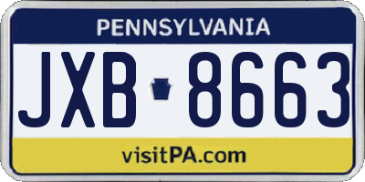 PA license plate JXB8663