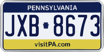 PA license plate JXB8673