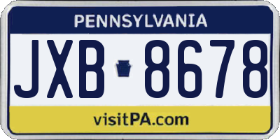 PA license plate JXB8678