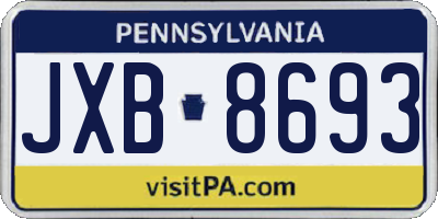 PA license plate JXB8693