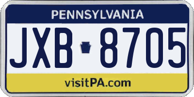 PA license plate JXB8705