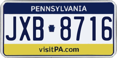 PA license plate JXB8716