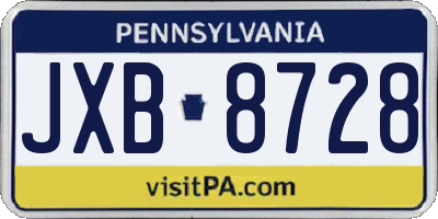 PA license plate JXB8728