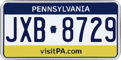 PA license plate JXB8729