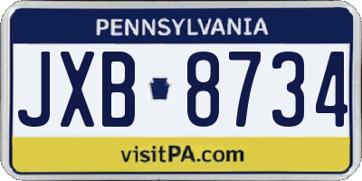 PA license plate JXB8734
