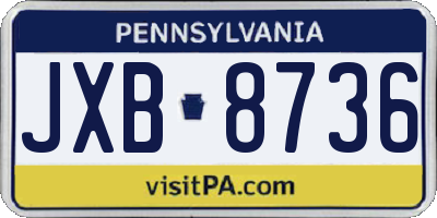 PA license plate JXB8736