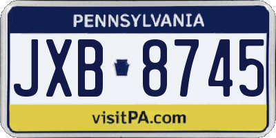 PA license plate JXB8745