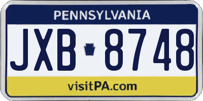 PA license plate JXB8748
