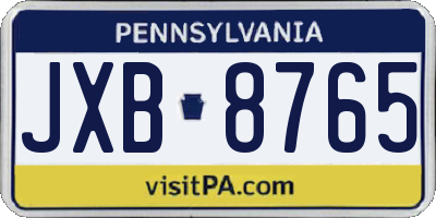 PA license plate JXB8765
