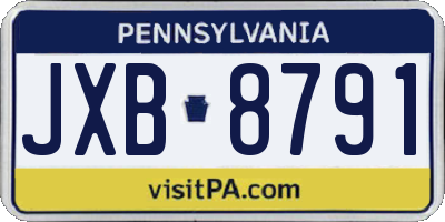 PA license plate JXB8791