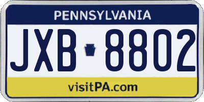 PA license plate JXB8802