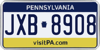 PA license plate JXB8908