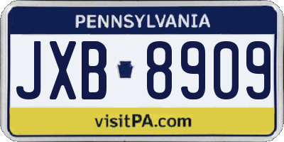 PA license plate JXB8909