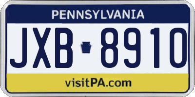 PA license plate JXB8910