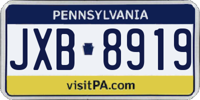 PA license plate JXB8919