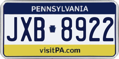 PA license plate JXB8922