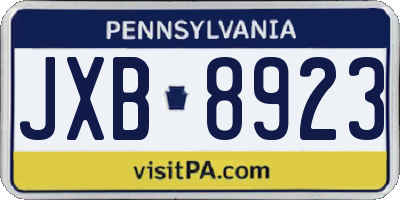 PA license plate JXB8923