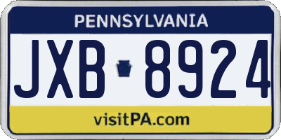 PA license plate JXB8924