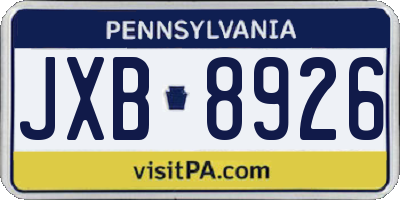 PA license plate JXB8926