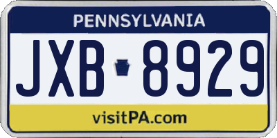 PA license plate JXB8929