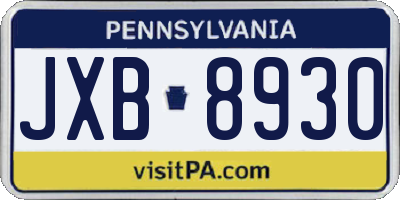 PA license plate JXB8930