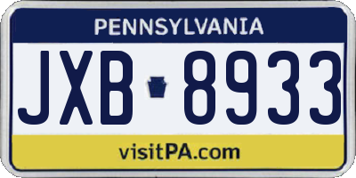 PA license plate JXB8933