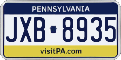 PA license plate JXB8935