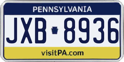 PA license plate JXB8936