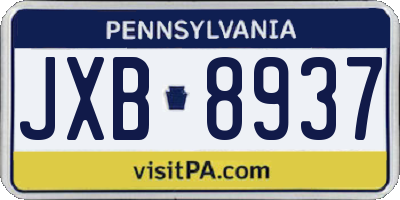 PA license plate JXB8937