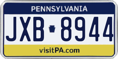 PA license plate JXB8944