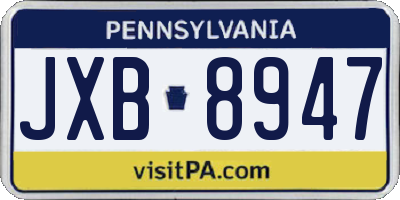 PA license plate JXB8947