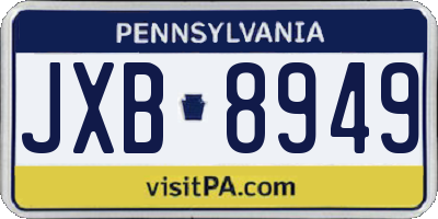 PA license plate JXB8949