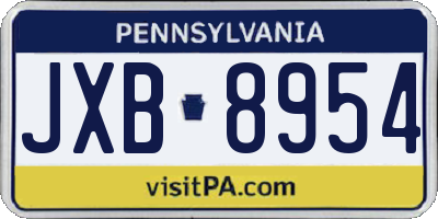 PA license plate JXB8954