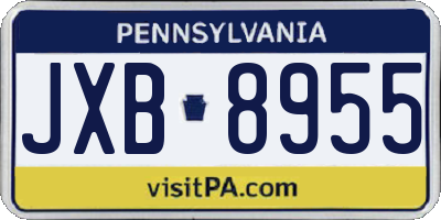 PA license plate JXB8955