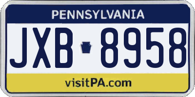 PA license plate JXB8958