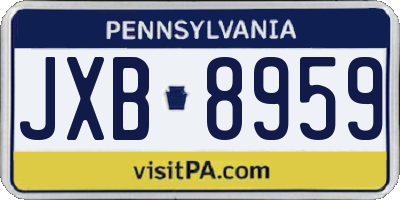 PA license plate JXB8959