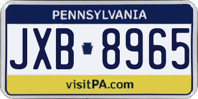 PA license plate JXB8965
