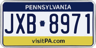 PA license plate JXB8971