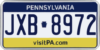 PA license plate JXB8972